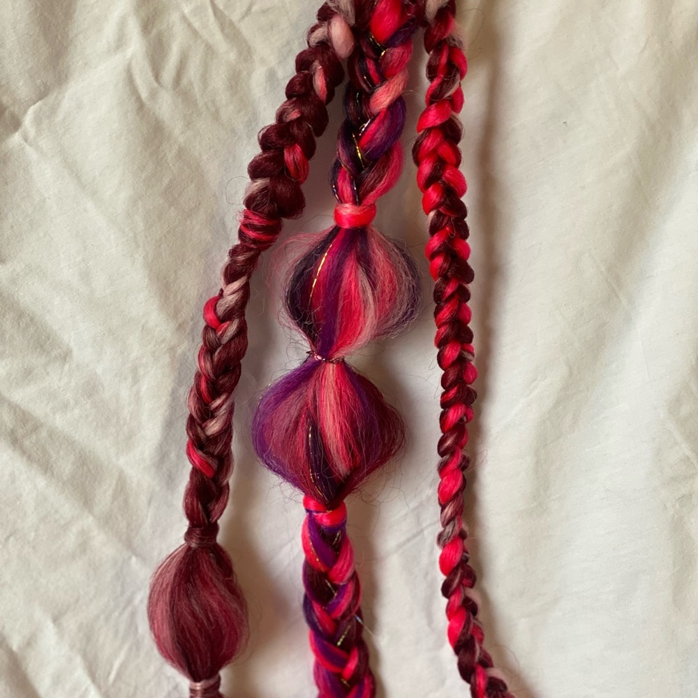 Playful Pink and Purple Braided Hair Accessory
